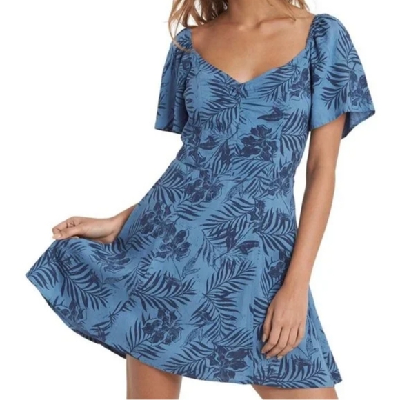 Roxy | Blue Heaven Lirely Floral A-Line Mini Dress in Large - Picture 2 of 11
